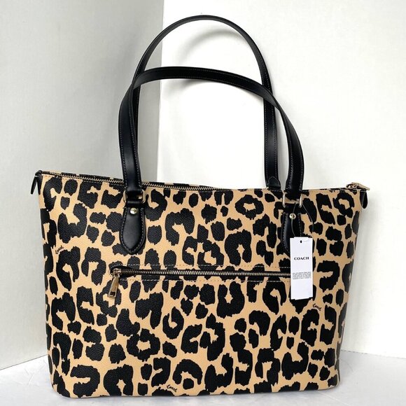 Coach Gallery Leopard Tote Bag CY347 Coated Canvas Shoulder Bag Medium ORIGPKG - Picture 2 of 13